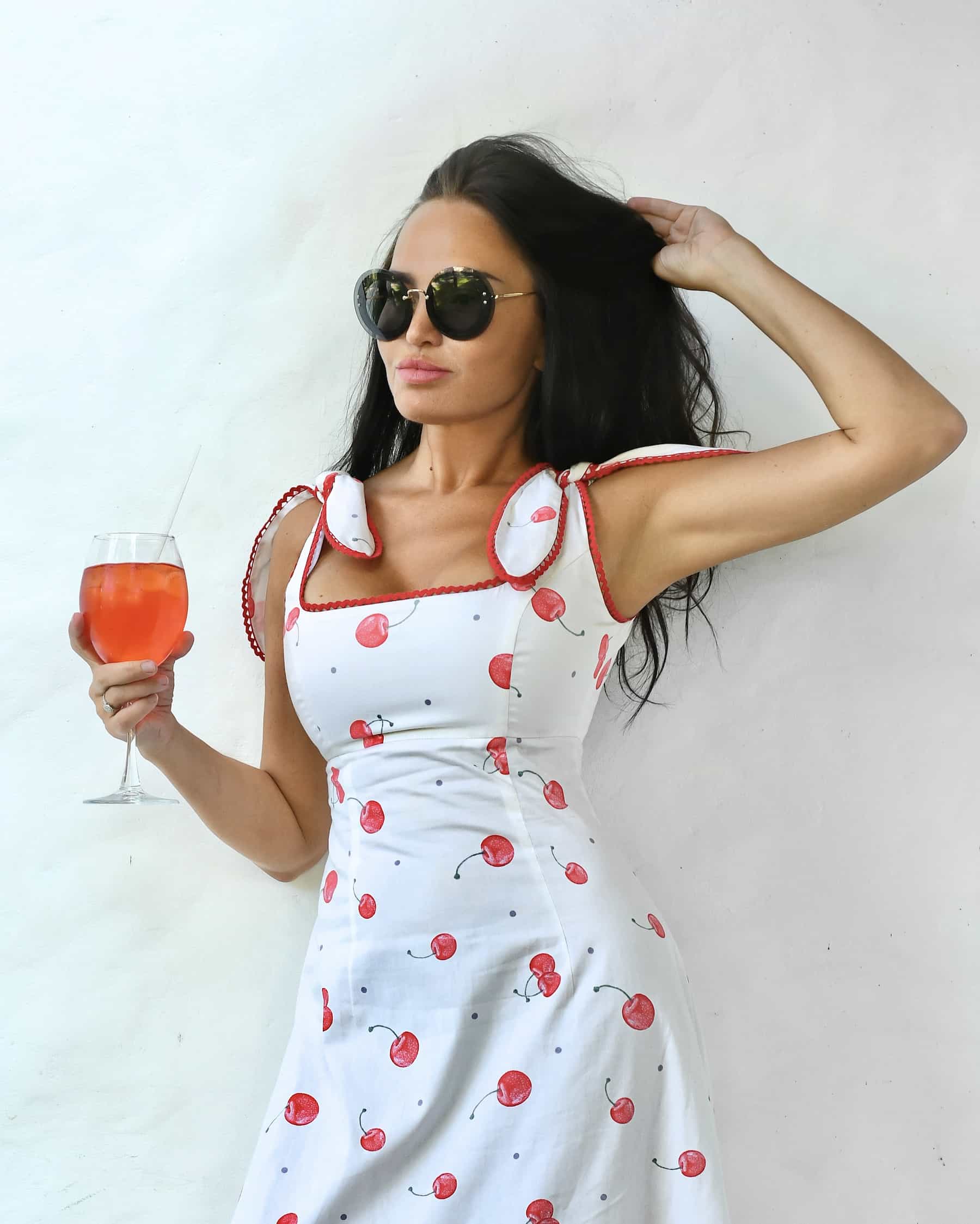 Cotton dress with cherry print